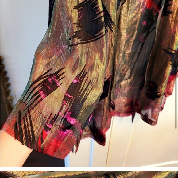 Brown Japanese Sheer Kimono Top XL Sparkle Shimmer Cultural Dress Party Cover up - Picture 3 of 4